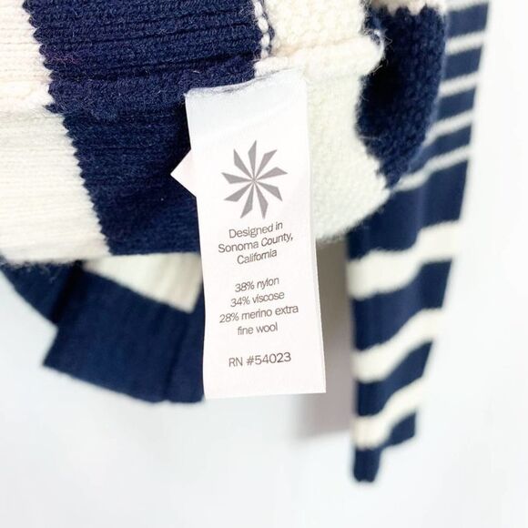 Athleta Sweater Womens Small Striped Side Slit Pullover Knit Merino Wool Blend - Picture 2 of 7